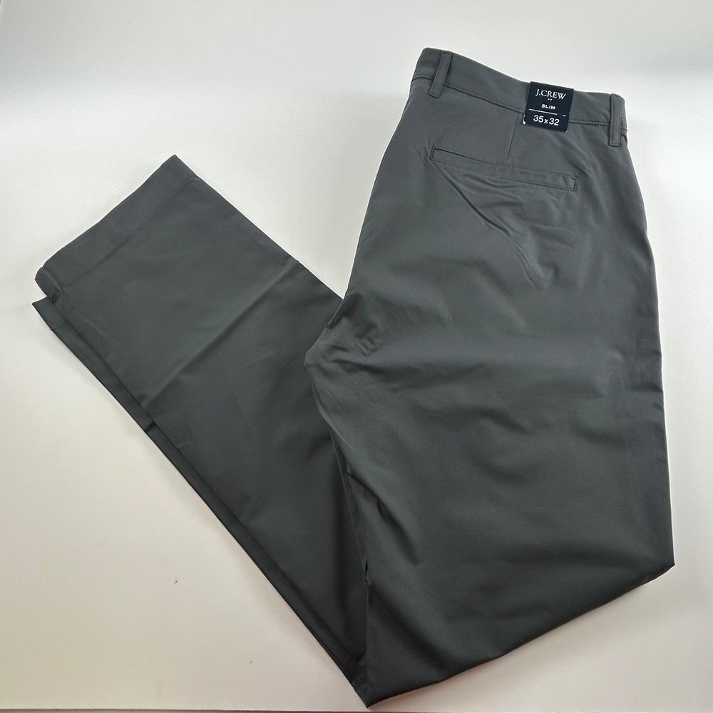 J.Crew Men's 35x32 Flex Slim Tech Pants Charcoal Grey Performance Stretch NEW